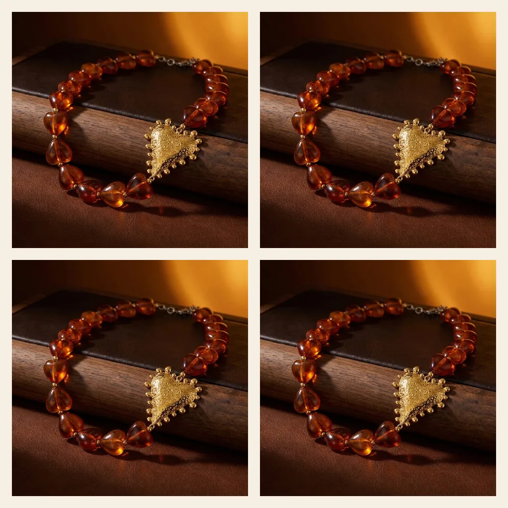 Amber-Tone Heart Pendant