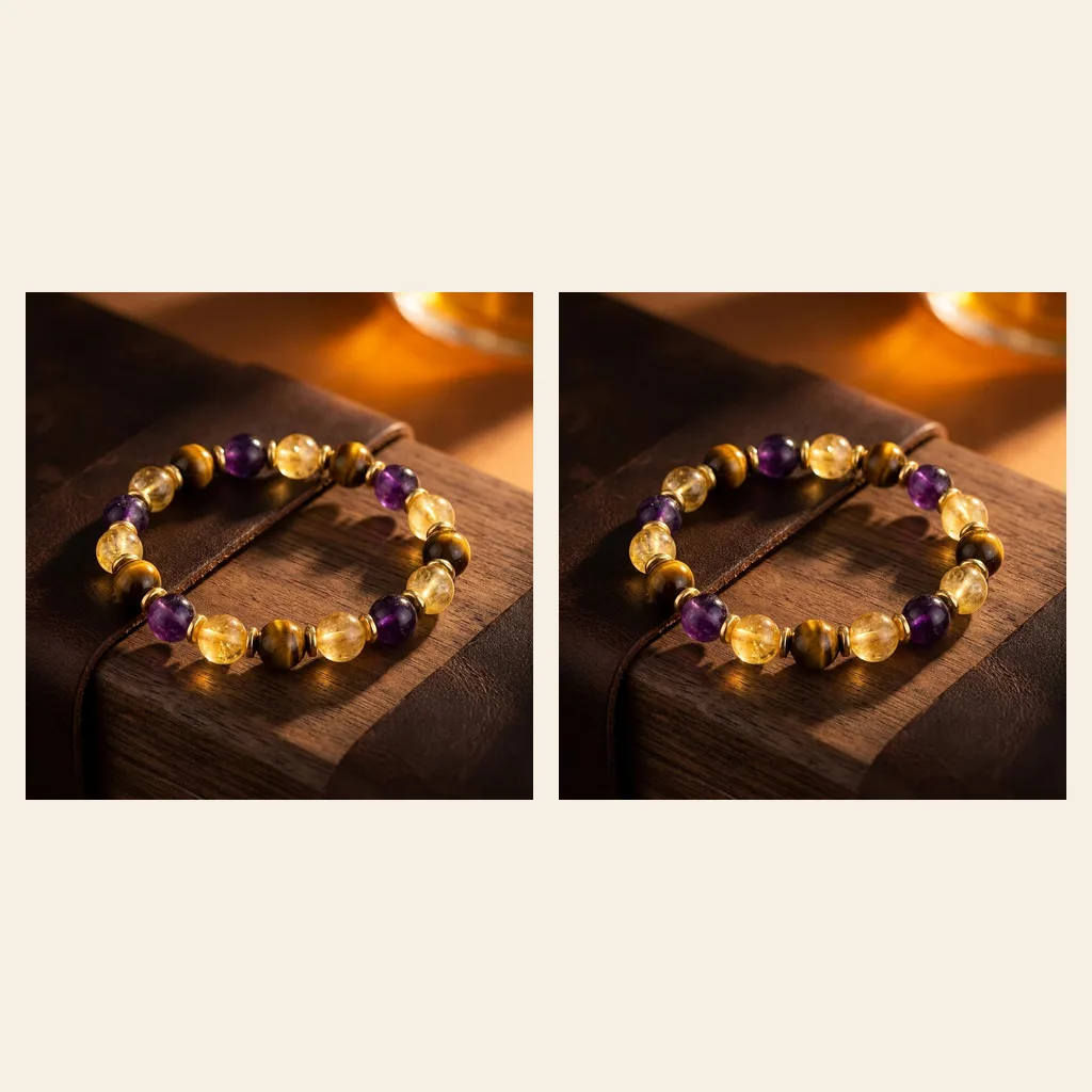 Citrine, Tiger Eye & Amethyst Bracelet