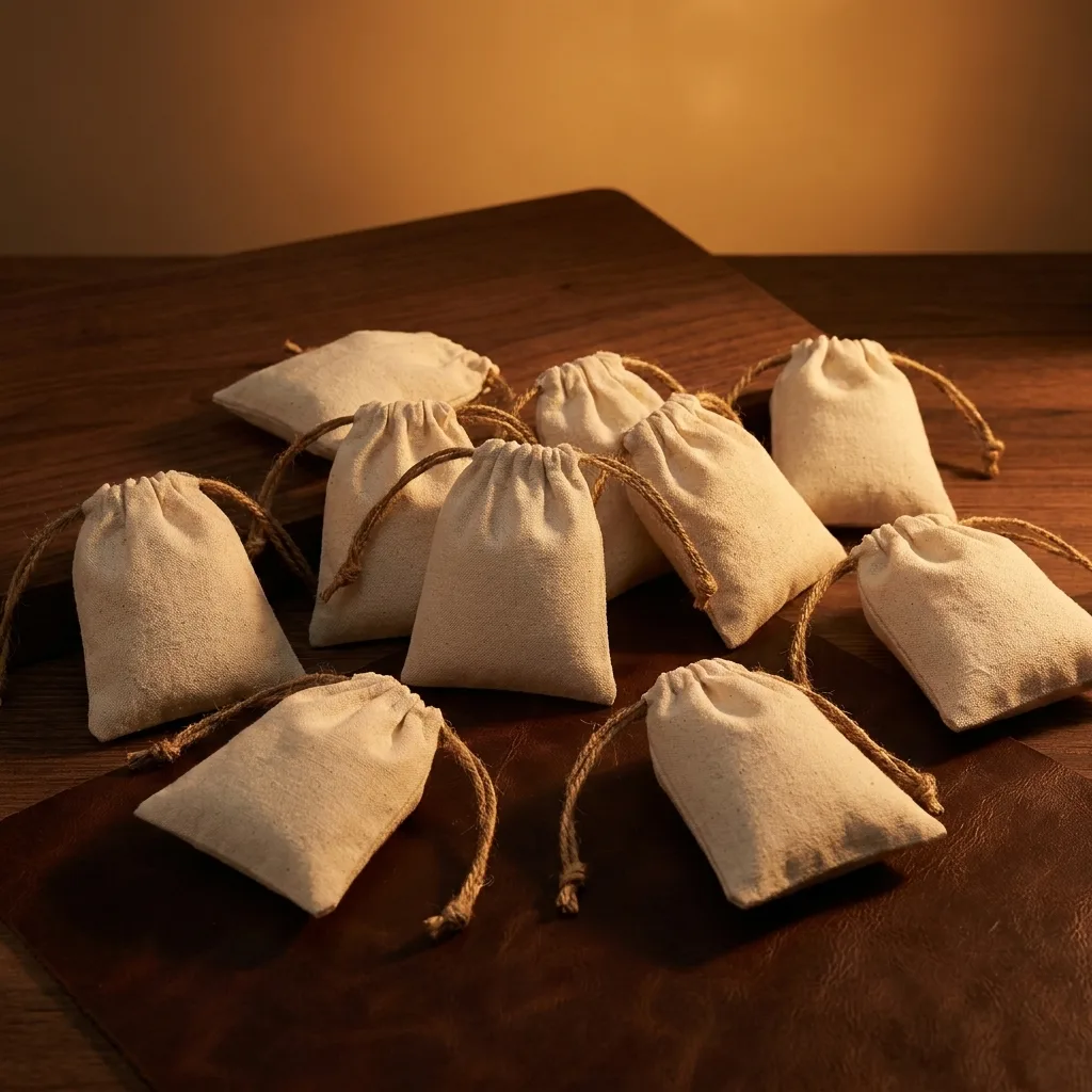 Jute Drawstring Pouches, Set of 10