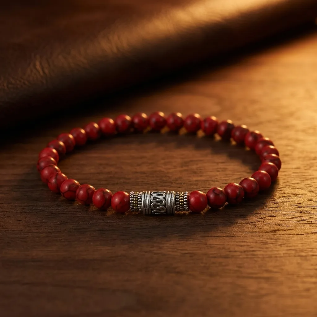 Red Stone Bracelet, 6mm