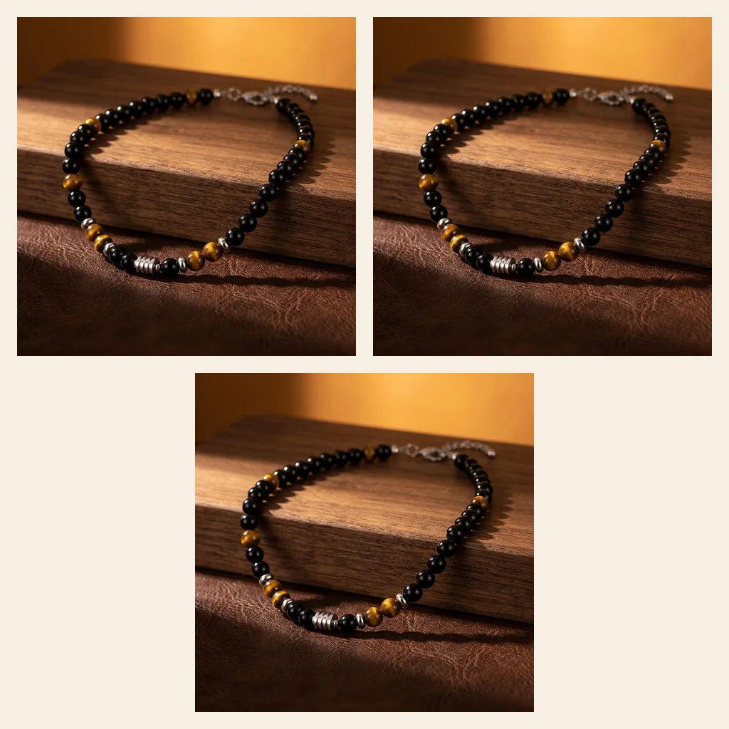 Tiger Eye Pendant, Steel
